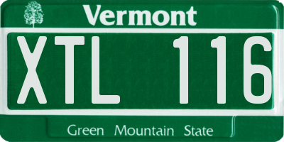 VT license plate XTL116