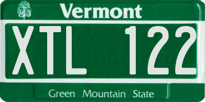 VT license plate XTL122