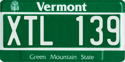 VT license plate XTL139