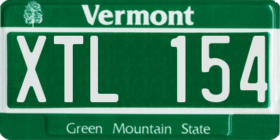 VT license plate XTL154