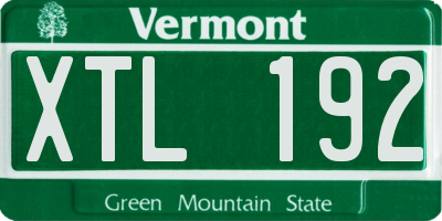 VT license plate XTL192