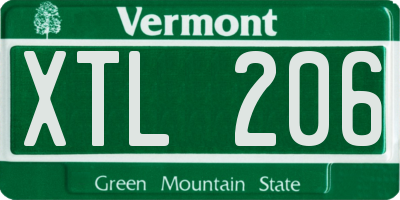 VT license plate XTL206