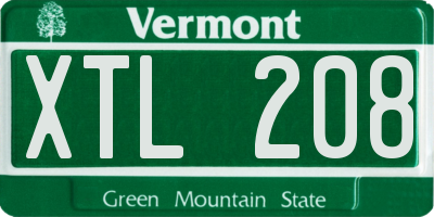 VT license plate XTL208