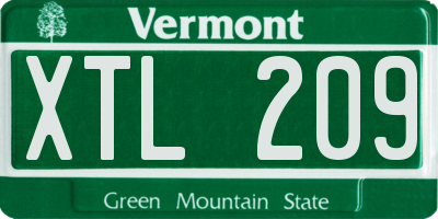 VT license plate XTL209