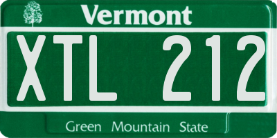 VT license plate XTL212