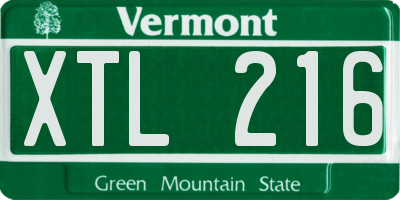 VT license plate XTL216