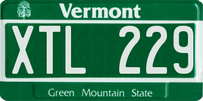 VT license plate XTL229