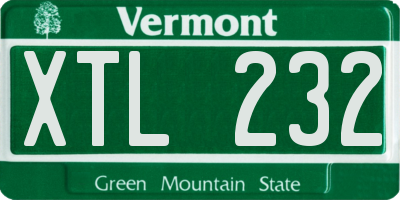VT license plate XTL232