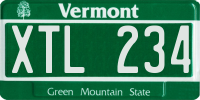 VT license plate XTL234