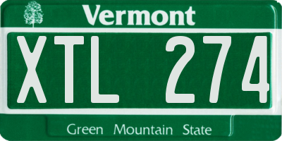 VT license plate XTL274