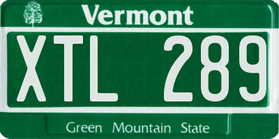 VT license plate XTL289