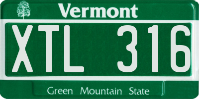 VT license plate XTL316