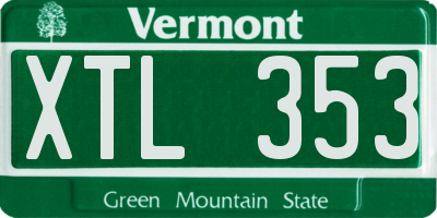 VT license plate XTL353
