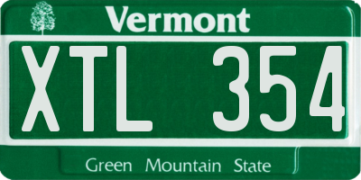 VT license plate XTL354