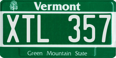 VT license plate XTL357