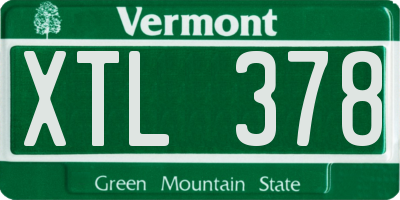 VT license plate XTL378