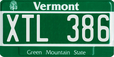 VT license plate XTL386
