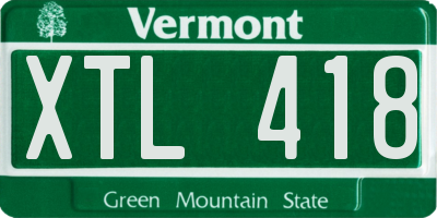 VT license plate XTL418