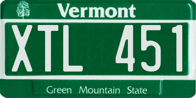 VT license plate XTL451