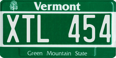 VT license plate XTL454