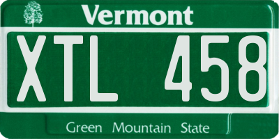 VT license plate XTL458