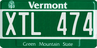VT license plate XTL474