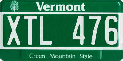 VT license plate XTL476