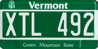 VT license plate XTL492