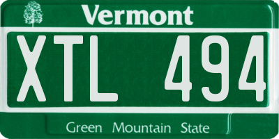 VT license plate XTL494