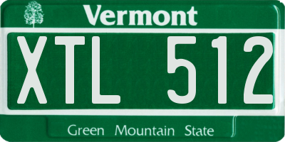 VT license plate XTL512