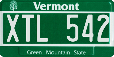 VT license plate XTL542