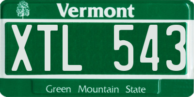 VT license plate XTL543