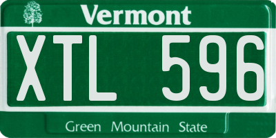 VT license plate XTL596