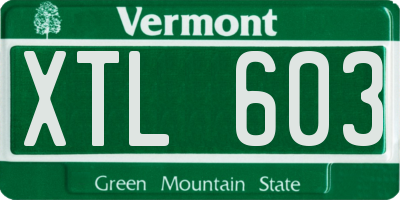 VT license plate XTL603
