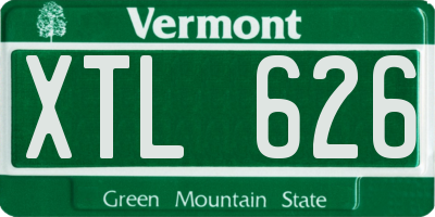VT license plate XTL626