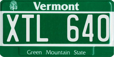 VT license plate XTL640
