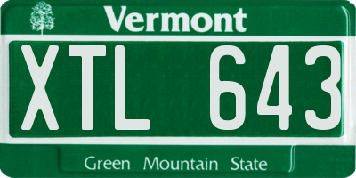 VT license plate XTL643