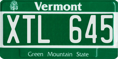 VT license plate XTL645