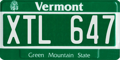 VT license plate XTL647