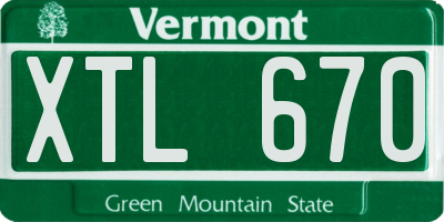 VT license plate XTL670