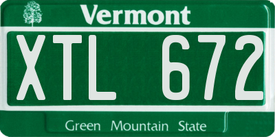 VT license plate XTL672
