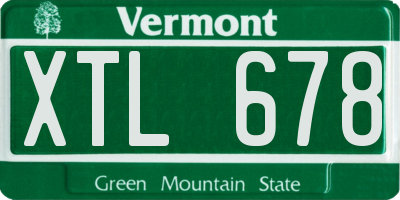 VT license plate XTL678