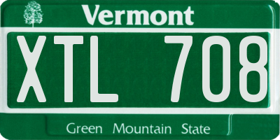 VT license plate XTL708