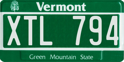 VT license plate XTL794