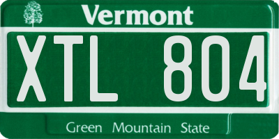VT license plate XTL804