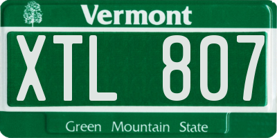 VT license plate XTL807