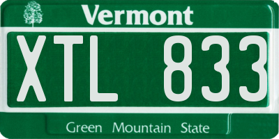 VT license plate XTL833