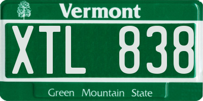 VT license plate XTL838