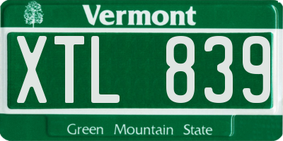 VT license plate XTL839
