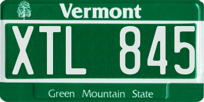 VT license plate XTL845